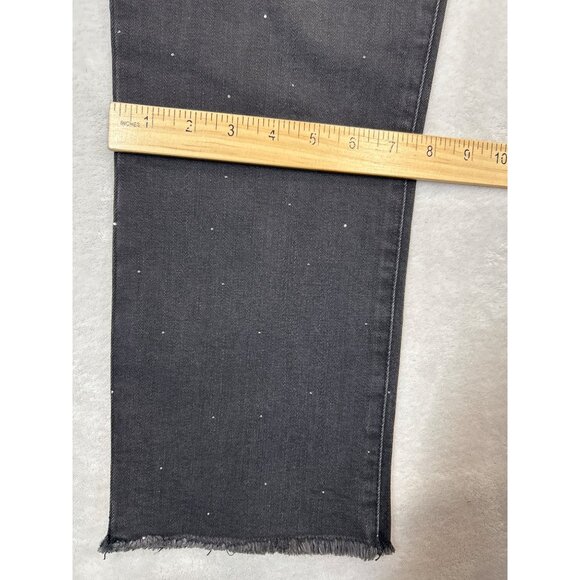 Democracy Jeans Womens 14 Black Denim High Rise Frayed‎ Hem Jeweled - Picture 9 of 9